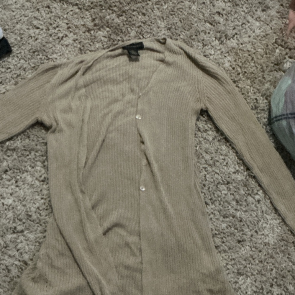 Beige Ribbed Cardigan